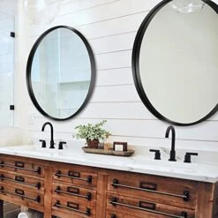 LOAAO Black Round Mirror For Wall, 30 Inch Round Bathroom Mirror, Black Circle Mirror With Matte Black Metal Frame, Circular Mirror Farmhouse, Round Wall Mirror, Tempered Glass -Amazon Store 51ysYtI2XML