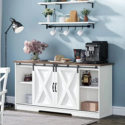 4 EVER WINNER Buffet Cabinet With Storage And Barn Doors, Farmhouse Coffee Bar Cabinet Sideboard Buffet Storage Cabinet For Living Room Dinning Room Kitchen Storage Cabinets, Espresso 12 4 EVER WINNER Buffet Cabinet With Storage And Barn Doors, Farmhouse Coffee Bar Cabinet Sideboard Buffet Storage Cabinet For Living Room Dinning Room Kitchen Storage Cabinets, Espresso - Image 10