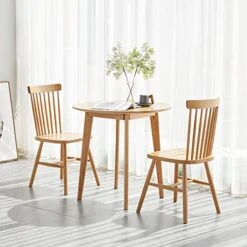 MU RONG Small Solid Wood Round Dining Table, Luxury Heavy Duty Mid Century Vintage Oak Natural Dinning Table For 2-4 People In Kitchen Dinning Room 31.5in Diameter Modular -Amazon Store 51yyscOYTAL