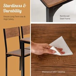 Giantex Dining Table Set For 4, Kitchen Table With Bench And Chairs, Industrial Gathering Bench Dining Set W/Metal Frame & Storage Rack, Dinette Set, Modern Functional Desk Set (Teak) -Amazon Store 51z4WrWvbAL