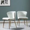 Velvet Dining Chairs Set Of 2, Modern Upholstered Side Chair With Golden Legs, Small Cute Armless Accent Chair For Living Room, Kitchen, Bedroom, Beauty Room/Ivory, 2-Pack -Amazon Store 51z59Y8azdL