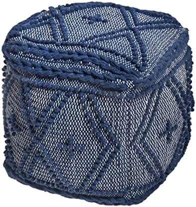 Christopher Knight Home Nina Large Square Casual Pouf, Boho, White Wool And Cotton 8 Christopher Knight Home Nina Large Square Casual Pouf, Boho, White Wool And Cotton - Image 6