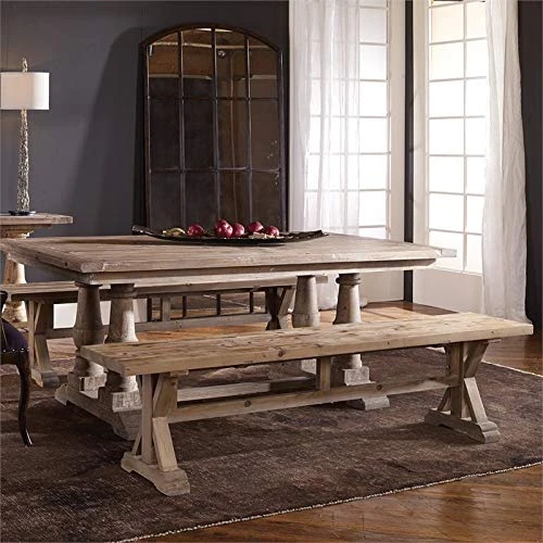 Uttermost Stratford Gray Wash Wood Bench 4 Uttermost Stratford Gray Wash Wood Bench - Image 2