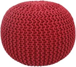 COTTON CRAFT - Hand Knitted Cable Style Dori Pouf - Ivory - Floor Ottoman - Cotton Braid Cord - Handmade & Hand Stitched - Truly One Of A Kind Seating - 20 Dia X 14 High -Amazon Store 51zGAwPl1rL. AC