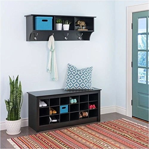 Hawthorne Collections Entryway Wall Cubby Shelf Coat Rack In Black 5 Hawthorne Collections Entryway Wall Cubby Shelf Coat Rack In Black - Image 3