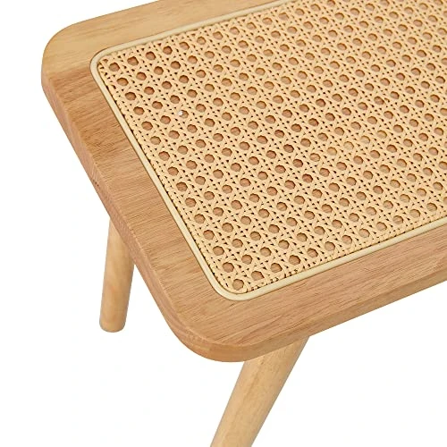 Nzevz Ottoman, Solid Wood Bench, Dining Room Chair, Simple Wooden Bed-End Stool, Rattan Shoe Stool For Dining Room, Living Room, Porch 5 Nzevz Ottoman, Solid Wood Bench, Dining Room Chair, Simple Wooden Bed-End Stool, Rattan Shoe Stool For Dining Room, Living Room, Porch - Image 3