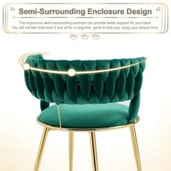 Modern Velvet Dining Chairs Set Of 2, Upholstered Living Room Chair With Woven Back And Golden Metal Legs, Mid-Century Accent Side Chair For Dining Room, Living Room, Kitchen, Vanity Room, Emerald -Amazon Store 51zJgEbzlhL