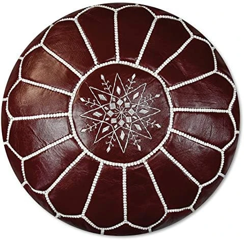 Premium Moroccan Leather Pouf - Handmade - Delivered Stuffed - Ottoman, Footstool, Floor Cushion (Cognac Brown) 9 Premium Moroccan Leather Pouf - Handmade - Delivered Stuffed - Ottoman, Footstool, Floor Cushion (Cognac Brown) - Image 7
