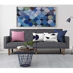 LHLLHL Convertible Futon Couch Bed With Linen Upholstery And Wood Legs - Grey