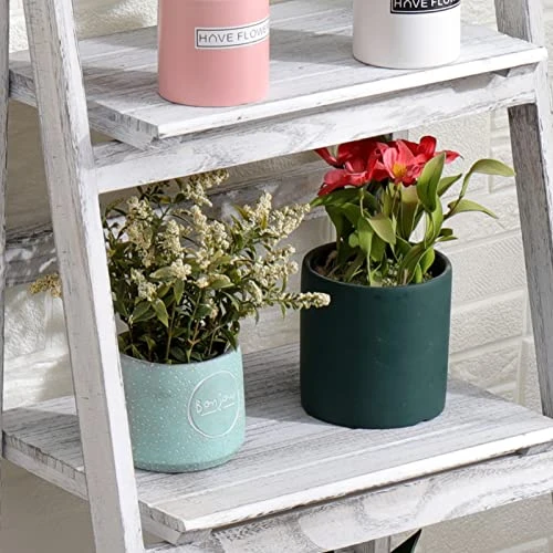 Babion Ladder Shelf, 4-Tier Ladder Bookshelf, White Bookcase With Shelves, Storage Rack Plant Stand For Home, Bedroom, Bathroom,Office, 16 X 14 X 46 Inch, Industrial Style, Wood Frame 5 Babion Ladder Shelf, 4-Tier Ladder Bookshelf, White Bookcase With Shelves, Storage Rack Plant Stand For Home, Bedroom, Bathroom,Office, 16 X 14 X 46 Inch, Industrial Style, Wood Frame - Image 3