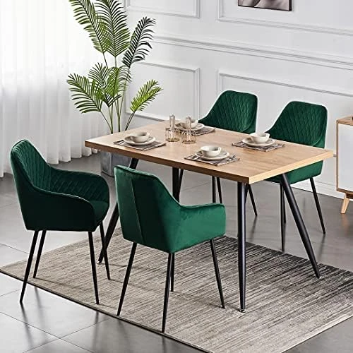 KEIVVAKN Velvet Dining Chairs Set Of 4 Green Velvet Upholstered Chairs For Dining Room Modern Tufted Dining Chair With Arms 17 KEIVVAKN Velvet Dining Chairs Set Of 4 Green Velvet Upholstered Chairs For Dining Room Modern Tufted Dining Chair With Arms - Image 15