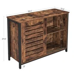 VASAGLE Lowell Sideboard, Kitchen Cabinet With Shutter Sliding Doors, Floor Storage Cupboard, Living Room, Hallway, 13.8" D X 39.4" W X 27.6" H, Rustic Brown 14 VASAGLE Lowell Sideboard, Kitchen Cabinet With Shutter Sliding Doors, Floor Storage Cupboard, Living Room, Hallway, 13.8" D X 39.4" W X 27.6" H, Rustic Brown -Amazon Store 51zoSdoiJ4L