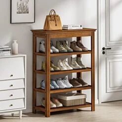 Bamworld Entryway Bench 5 Tier Wooden Storage Benches Rustic Solid Wood Shoe Rack (X-Brown,23.6") -Amazon Store 51zuLEGumfL. AC