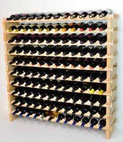 SfDisplay.com,LLC. Modular Wine Rack Beechwood 48-144 Bottle Capacity 12 Bottles Across Up To 12 Rows Newest Improved Model (144 Bottles - 12 Rows) -Amazon Store 61 HLyeFLFL. AC