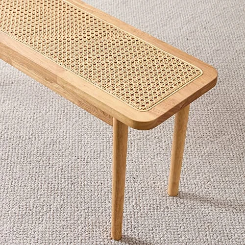 Nzevz Ottoman, Solid Wood Bench, Dining Room Chair, Simple Wooden Bed-End Stool, Rattan Shoe Stool For Dining Room, Living Room, Porch 7 Nzevz Ottoman, Solid Wood Bench, Dining Room Chair, Simple Wooden Bed-End Stool, Rattan Shoe Stool For Dining Room, Living Room, Porch - Image 5
