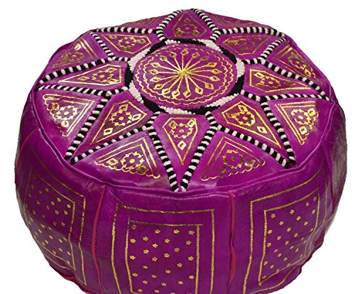Moroccan Pouf Ottoman Footrest Hassock Handmade Leather Comfortable Unstuffed Magenta 3 Moroccan Pouf Ottoman Footrest Hassock Handmade Leather Comfortable Unstuffed Magenta
