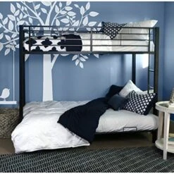 Walker Edison Elodie Urban Industrial Twin Over Futon Metal Bunk Bed, Twin Size, Black -Amazon Store 617nJYOgJZL