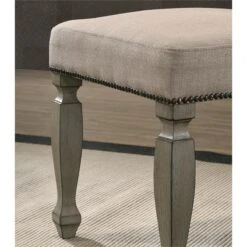 Roundhill Furniture Breda Upholstered Nailhead Bench, Antique Gray -Amazon Store 617t9RvqjxL