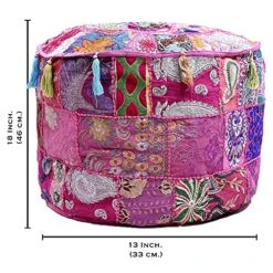 Aakriti Gallery Indian Pouf Footstool Ethnic Embroidered Pouf Cover, Indian Cotton Round Pouffe Ottoman Pouf Cover Pillow Ethnic Decor Art - Cover Only (Pink, 18x13) 19 Aakriti Gallery Indian Pouf Footstool Ethnic Embroidered Pouf Cover, Indian Cotton Round Pouffe Ottoman Pouf Cover Pillow Ethnic Decor Art - Cover Only (Pink, 18x13) -Amazon Store 619wDOQ17KL
