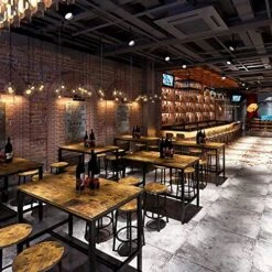 MIERES 5 Pcs Dining Table Set, Kitchen Table And Chairs For 4 Kitchen Counter With Bar Height Stools, Ideal For Pub︱Home︱Farmhouse Restaurant︱Cafe, MDF Top & Steel Frame -Amazon Store 61BTwW2II5L