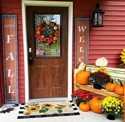 CHICHIC Fall Door Mat Outdoor Indoor Welcome Mats For Front Door Home Entrance Porch Fall Outdoor Decorations Fall Door Decor Pumpkin Decor Thanksgiving Mat, Non Slip 17 X 29.5 Inch, Sunflower -Amazon Store 61C3TwWCfRS