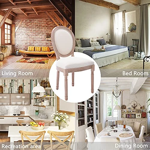 Nrizc French Country Dining Chairs Set Of 4, Farmhouse Fabric Dining Room Chairs With Round Back, Solid Wood Legs, Oval Side Chairs For Kitchen/Bedroom/Dining Room 8 Nrizc French Country Dining Chairs Set Of 4, Farmhouse Fabric Dining Room Chairs With Round Back, Solid Wood Legs, Oval Side Chairs For Kitchen/Bedroom/Dining Room - Image 6