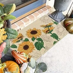 CHICHIC Fall Door Mat Outdoor Indoor Welcome Mats For Front Door Home Entrance Porch Fall Outdoor Decorations Fall Door Decor Pumpkin Decor Thanksgiving Mat, Non Slip 17 X 29.5 Inch, Sunflower -Amazon Store 61CK5jc0IYS