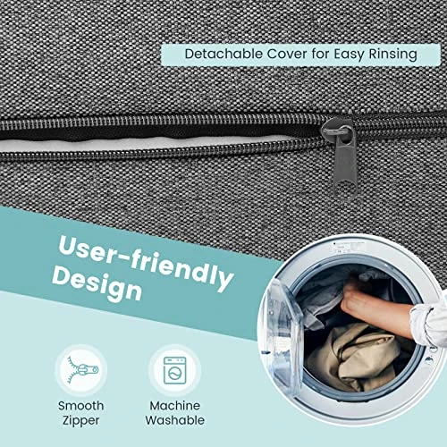 Giantex 8 Inch Folding Sofa Bed Couch, Memory Foam Futon Mattress Linen Fabric Sofa, Floor Couch Lounge Sleeper Bed For Living Room Bedroom Guest Room, Dark Grey, Queen 6 Giantex 8 Inch Folding Sofa Bed Couch, Memory Foam Futon Mattress Linen Fabric Sofa, Floor Couch Lounge Sleeper Bed For Living Room Bedroom Guest Room, Dark Grey, Queen - Image 4