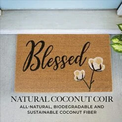 Avera Products | Blessed Cotton Bloom, Natural Coir Fiber Doormat, Anti-Slip PVC Mat Back | 29” X 17” -Amazon Store 61DghuQLnZL