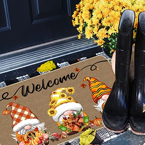 TREWAVE Fall Welcome Decorative Doormat Gnome Non-Slip And Washable Door Mat Pumpkin Sunflower Turkey Maple Leaf Fall Harvest Thanksgiving Floor Mat Indoor Outdoor 17 X 29 Inch 5 TREWAVE Fall Welcome Decorative Doormat Gnome Non-Slip And Washable Door Mat Pumpkin Sunflower Turkey Maple Leaf Fall Harvest Thanksgiving Floor Mat Indoor Outdoor 17 X 29 Inch - Image 3