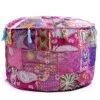 Aakriti Gallery Indian Pouf Footstool Ethnic Embroidered Pouf Cover, Indian Cotton Round Pouffe Ottoman Pouf Cover Pillow Ethnic Decor Art - Cover Only (Pink, 18x13) 1 Aakriti Gallery Indian Pouf Footstool Ethnic Embroidered Pouf Cover, Indian Cotton Round Pouffe Ottoman Pouf Cover Pillow Ethnic Decor Art - Cover Only (Pink, 18x13) -Amazon Store 61FZ1XthZNL