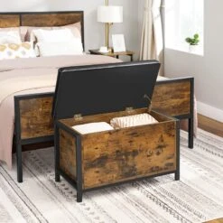 VASAGLE Entryway Storage Bench, Flip Top Ottoman And Trunk With Padded Seat, Bed End Stool, Supports 198 Lb, 31.5”L X 15.7”W X 19.7”H (80 X 40 X 50 Cm), Rustic Brown + Black 12 VASAGLE Entryway Storage Bench, Flip Top Ottoman And Trunk With Padded Seat, Bed End Stool, Supports 198 Lb, 31.5”L X 15.7”W X 19.7”H (80 X 40 X 50 Cm), Rustic Brown + Black -Amazon Store 61FdcKdrUqL