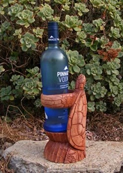 Mystika Tropical Nautical Turtle Hono Wood Statue Wine Bottle Holder Tiki Bar Decor 10" -Amazon Store 61GEjV0f0FL