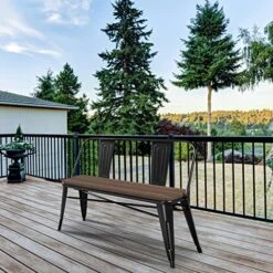 Topeakmart Metal Dining Bench With Wooden Top Industrial Metal Dining Bench For Patio, Kitchen, Garden Black 9 Topeakmart Metal Dining Bench With Wooden Top Industrial Metal Dining Bench For Patio, Kitchen, Garden Black -Amazon Store 61I2wEipoEL