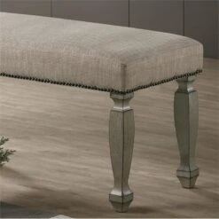 Roundhill Furniture Breda Upholstered Nailhead Bench, Antique Gray -Amazon Store 61IpNK8eG6L