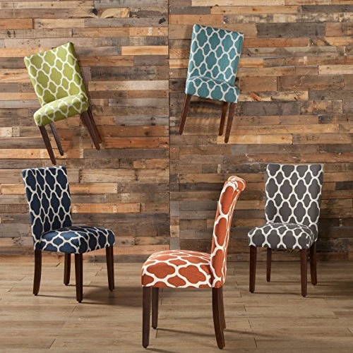 HomePop Parsons Classic Upholstered Accent Dining Chair, Set Of 2, Teal And Cream Geometric 6 HomePop Parsons Classic Upholstered Accent Dining Chair, Set Of 2, Teal And Cream Geometric - Image 4