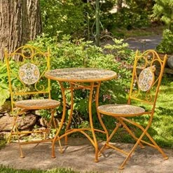 Zaer Ltd. Mosaic Tile Furniture (Bistro Set (1 Table, 2 Chairs), Phoenix Colorful) -Amazon Store 61LDqd8beeL. AC