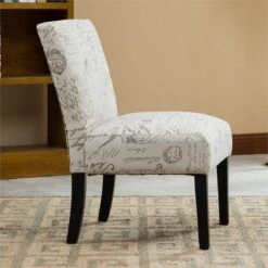 Roundhill Furniture Botticelli English Letter Print Fabric Armless Contemporary Accent Chair, Single -Amazon Store 61NzxTsf3SL