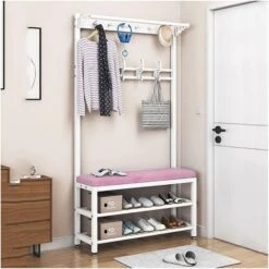 Coat Rack Freestanding With Storage Bench, Entryway 3 In 1 Hall Tree With Shoe Rack, Metal Storage Shelf With 4 Hooks For Entryway Home Office Bedroom, Easy Assembly -Amazon Store 61ORGTIiK3L. AC 2