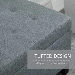 HOMCOM 51 Large Tufted Linen Fabric Ottoman Storage Bench With Soft Close Top - Heather Grey -Amazon Store 61PFpWLVTKL