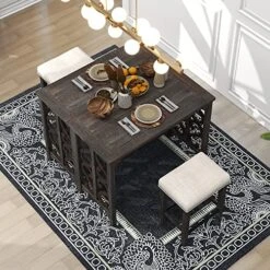 Kisyapoo Multipurpose Retro 3-Piece Dining Table Set, Solid Wood Counter Height Pub Foldable With 2 Padded Saddle Stools For Kitchen Room Home Bar, Space-Saving Design (Espresso) 19 Kisyapoo Multipurpose Retro 3-Piece Dining Table Set, Solid Wood Counter Height Pub Foldable With 2 Padded Saddle Stools For Kitchen Room Home Bar, Space-Saving Design (Espresso) -Amazon Store 61ROERu9OAL