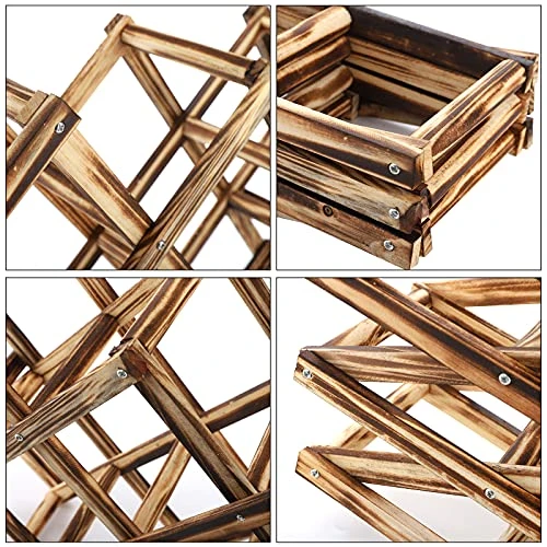 ZEAYEA 2 Pack Wood Wine Bottle Holder, Foldable Countertop Wine Rack With 20 Bottles, Free Standing Wine Storage Rack Display Shelf For Home, Kitchen, Bar, Cabinet, Pantry 5 ZEAYEA 2 Pack Wood Wine Bottle Holder, Foldable Countertop Wine Rack With 20 Bottles, Free Standing Wine Storage Rack Display Shelf For Home, Kitchen, Bar, Cabinet, Pantry - Image 3