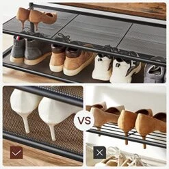 VASAGLE Hall Tree, Entryway Bench With Coat Rack, Hall Tree With Bench And Shoe Storage, 11 Hooks, Adjustable Shelves, Hallway Bedroom Dorm Apartment, Rustic Brown And Black UHSR410B01 -Amazon Store 61RxD9k0YyL