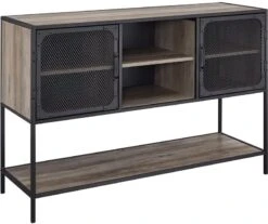 Walker Edison Malcomb Urban Industrial 4 Door Metal Mesh TV Console For TVs Up To 65 Inches, 60 Inch, Dark Walnut -Amazon Store 61TRgU9XYmL. AC