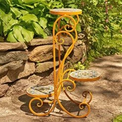 Zaer Ltd. Mosaic Tile Furniture (Bistro Set (1 Table, 2 Chairs), Phoenix Colorful) -Amazon Store 61V6UX19yL. AC