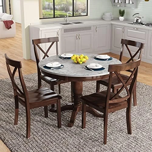 5 Piece Dining Table Set, Wooden Kitchen Dining Table Set With Square Table And 4 Upholstered Chairs For Kitchen, Dining Room, Family And Apartment (Light Gray+4 Person) 10 5 Piece Dining Table Set, Wooden Kitchen Dining Table Set With Square Table And 4 Upholstered Chairs For Kitchen, Dining Room, Family And Apartment (Light Gray+4 Person) - Image 8