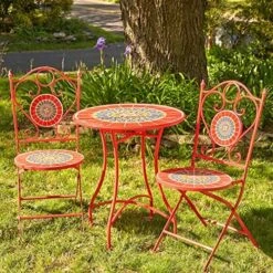 Zaer Ltd. Mosaic Tile Furniture (Bistro Set (1 Table, 2 Chairs), Phoenix Colorful) -Amazon Store 61bQ5JgTZ L. AC