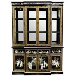 Oriental Furniture Black Lacquer Breakfront