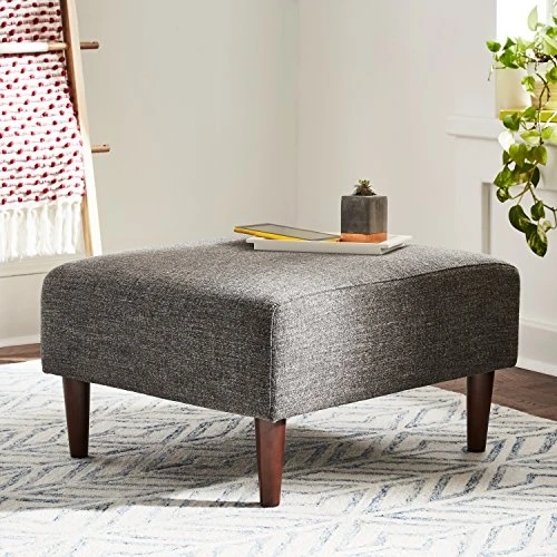 Amazon Brand – Rivet Ava Mid-Century Modern Upholstered Ottoman, 25.6"W X 15.7"H, Dark Grey 4 Amazon Brand – Rivet Ava Mid-Century Modern Upholstered Ottoman, 25.6"W X 15.7"H, Dark Grey - Image 2