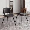 AQG Dining Chairs Set Of 2 Mid Century Modern Dining Chairs Faux Leather Upholstered Chair With Walnut Wood Frame For Kitchen Dining Living Room Chairs (Black, Pack Of 2) -Amazon Store 61dXQSmdmcL